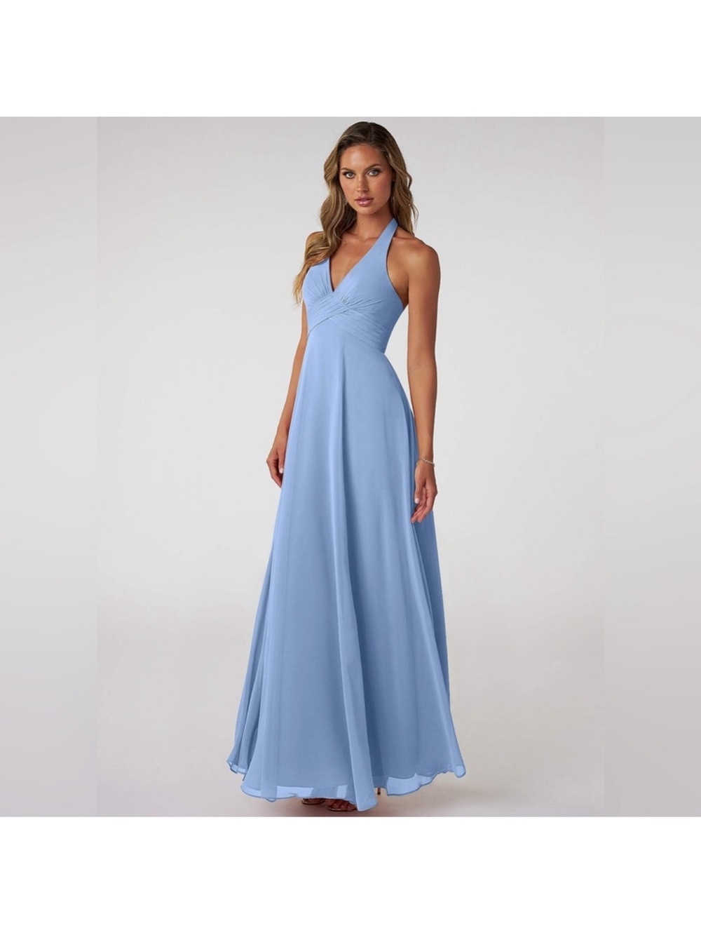 Azazie Tessie Chiffon Bridesmaid Dress in steel blue